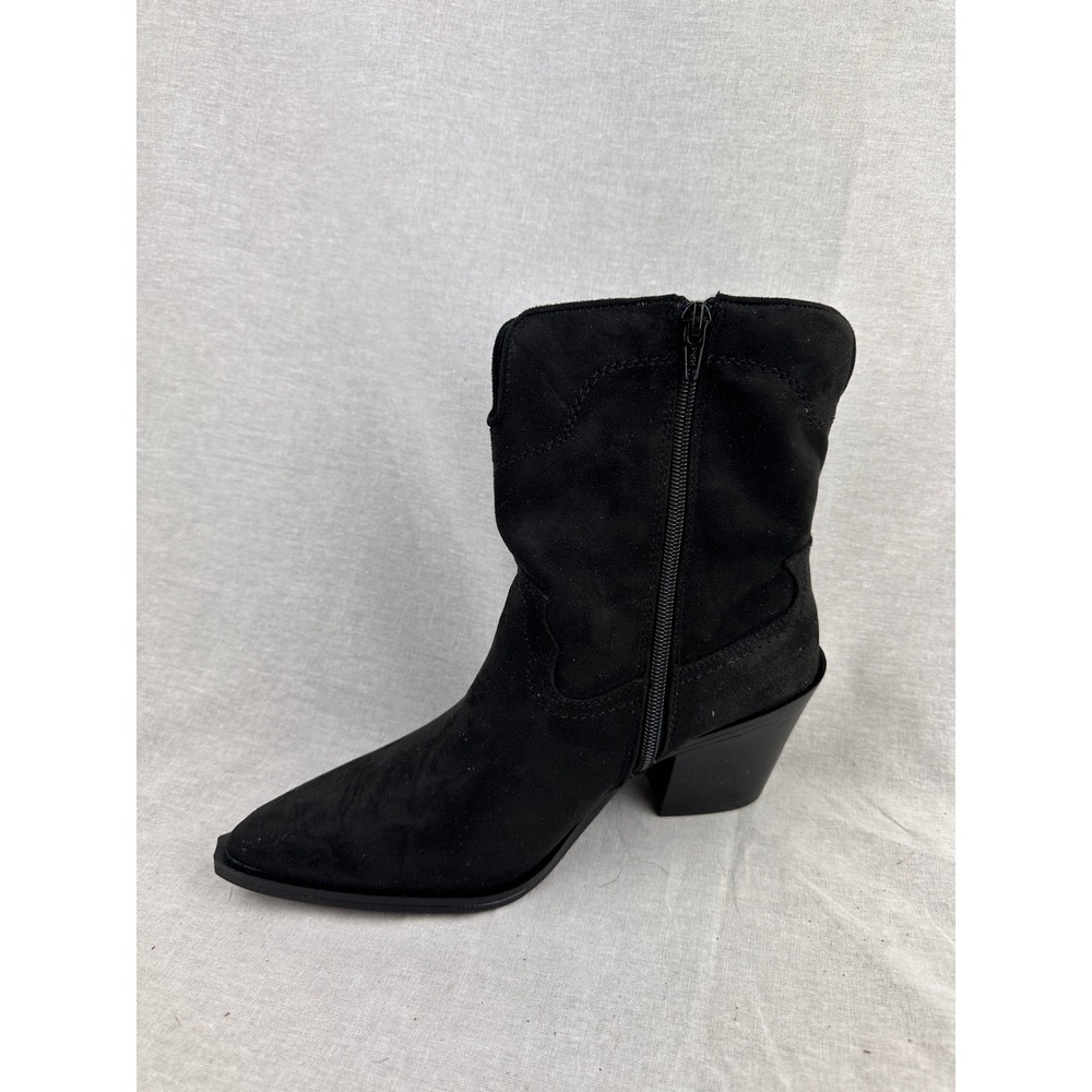 Universal Thread Womens Black Faux Suede Western Pointed Toe Ankle Boots 8.5 NEW - Picture 3 of 6